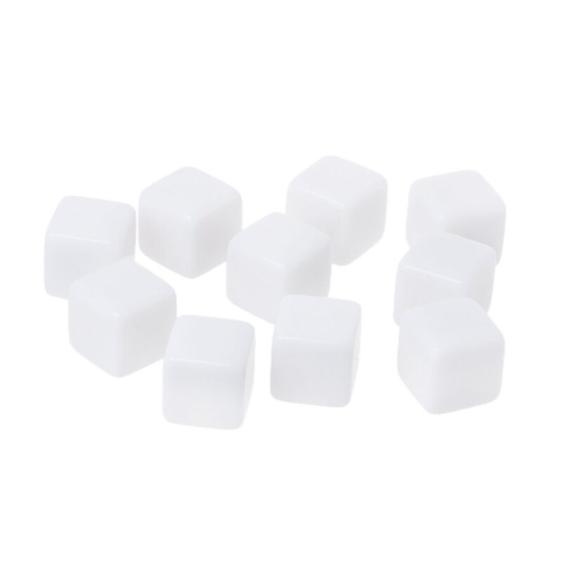 Ootdty 10 stk 14mm akrylblanke terninger 6- sidig fest familie diy søle utskrift barneleker