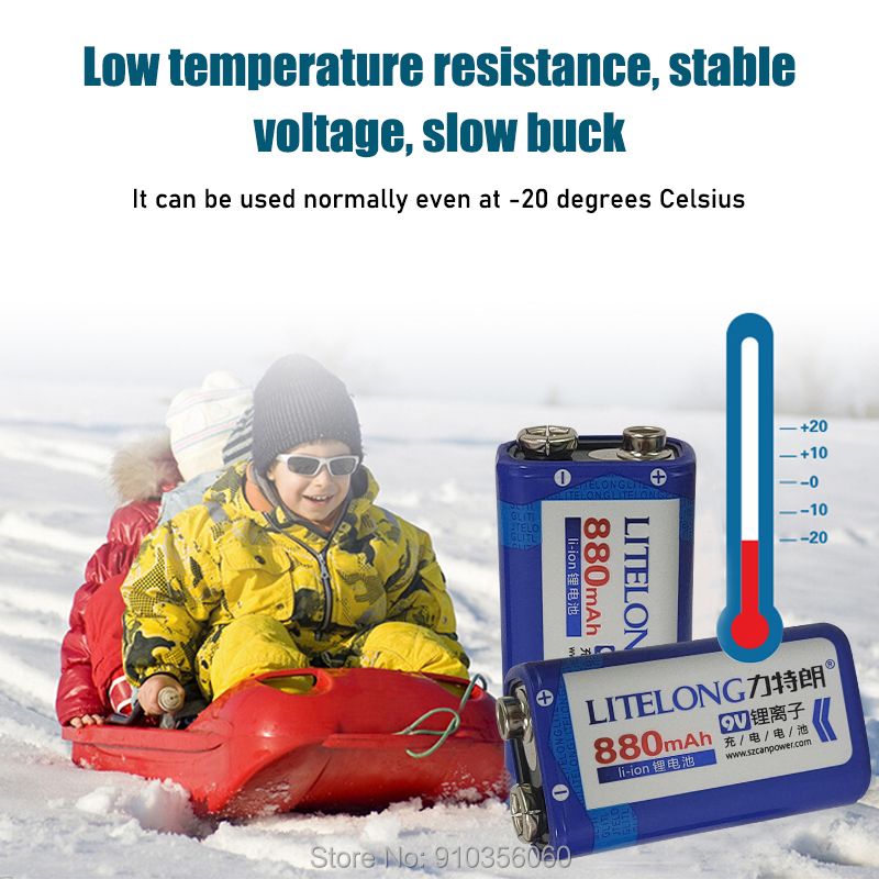 9v 880mAh LITELONG SUPER BIG li-ion lithium Rechargeable 9 Volt Battery Manufacturer's warranty