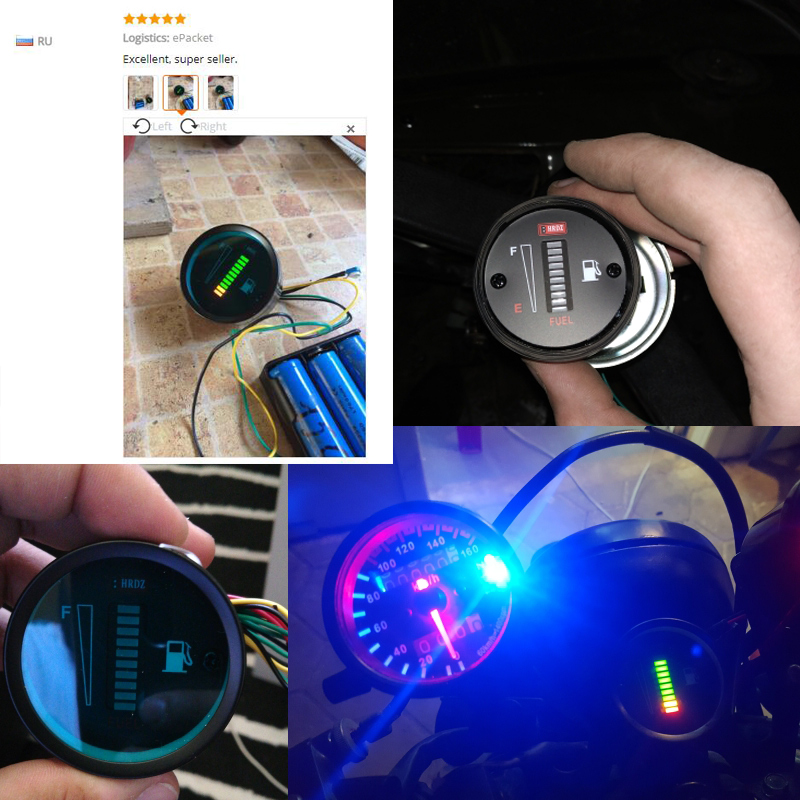 Fuel Pressure Tester Gauge 10 LED Fuel Level Meter Gauge Fuel Level Sensor 12V Motorcycle Automobile Aluminum Alloy Car Styling