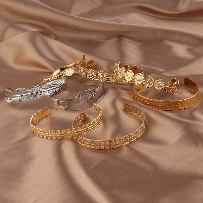 Punk Vintage Armband Öffnung Armbänder Für Frauen Edelstahl Armreif Armband Manschette Armband Blatt Charme Armband Schmuck