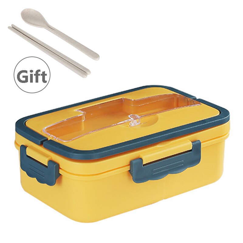 Bento Box Japanese Style For Kids Student Food Container Wheat Straw Material Leak-Proof Square Lunch Box With Compartment: G392267 / 1000ml