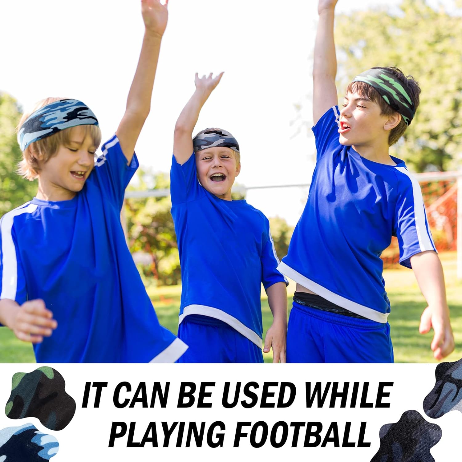 Jongens Meisjes Hoofdbanden Kids Sport Zweetbandjes Camo Elastische Atletische Wicking Haarbanden Voetbal Voetbal Workout Hardlopen Headwrap