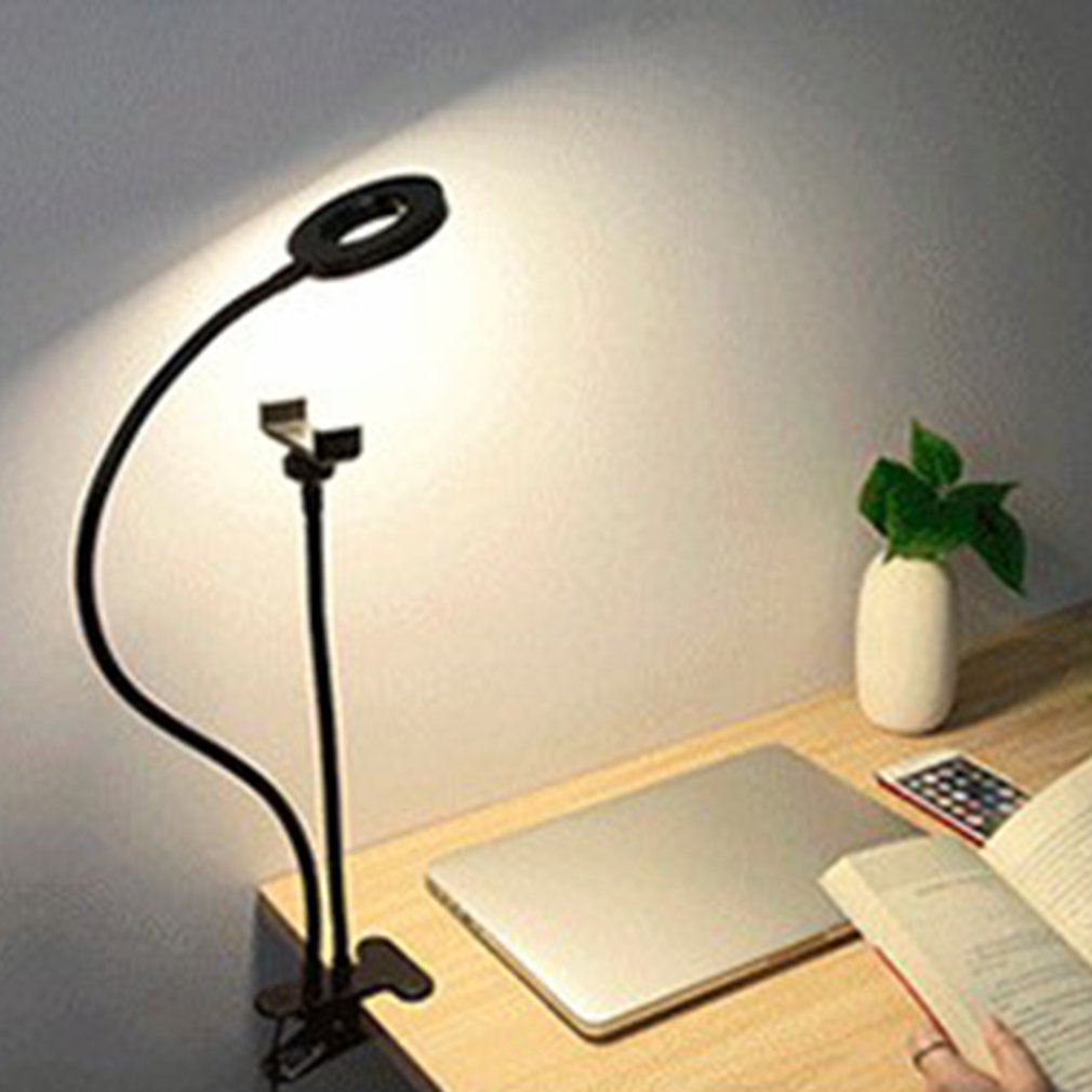 Monopod Mount Bracket with LED Ring Flash Light Lamp Tabletop Stand Tripods Clip with Mobile Phone Holder Overhead shot