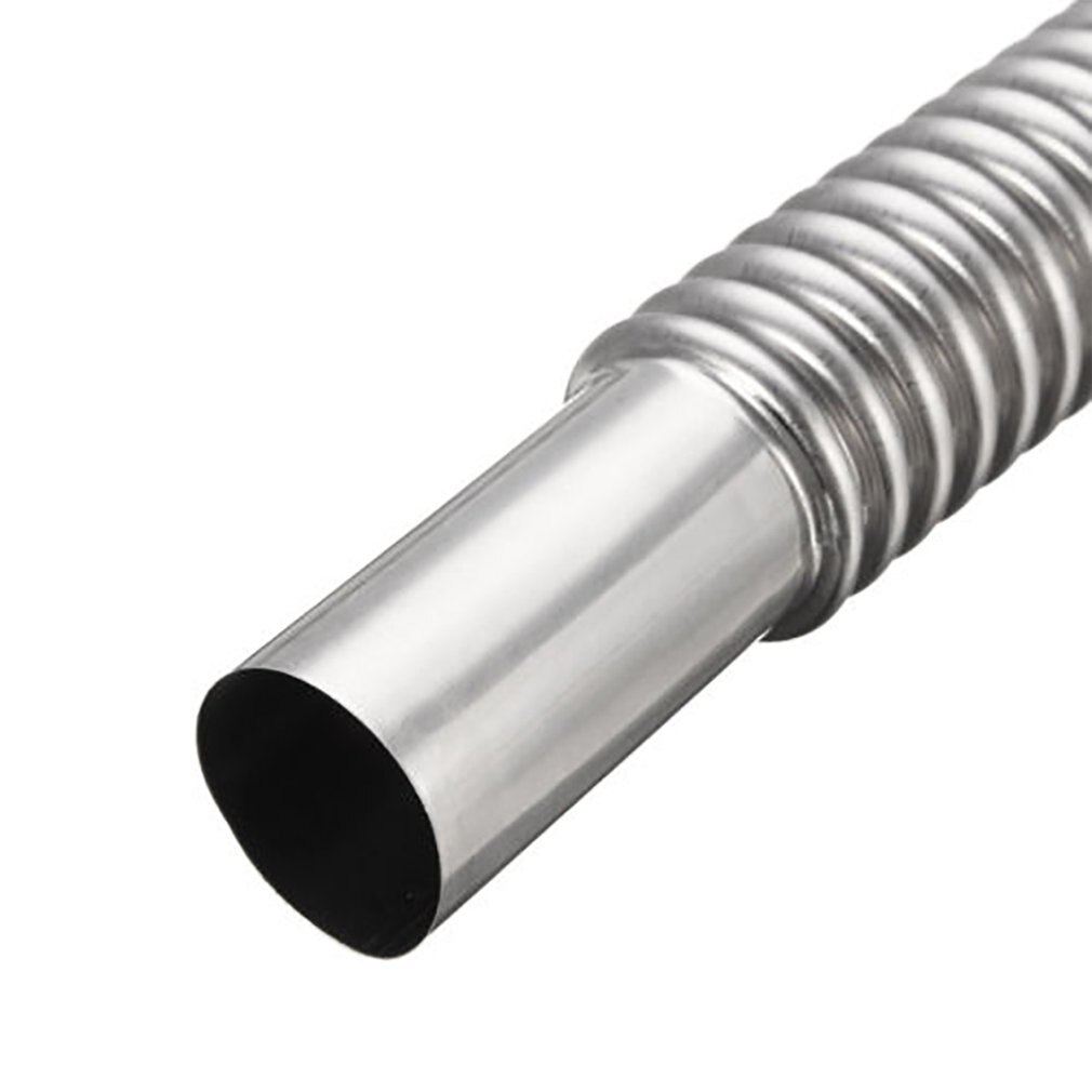 60cm Car Stainless Steel Material Exhaust Pipe Corrugated Round Pipe Parking Silencer Diesel Heater Silver