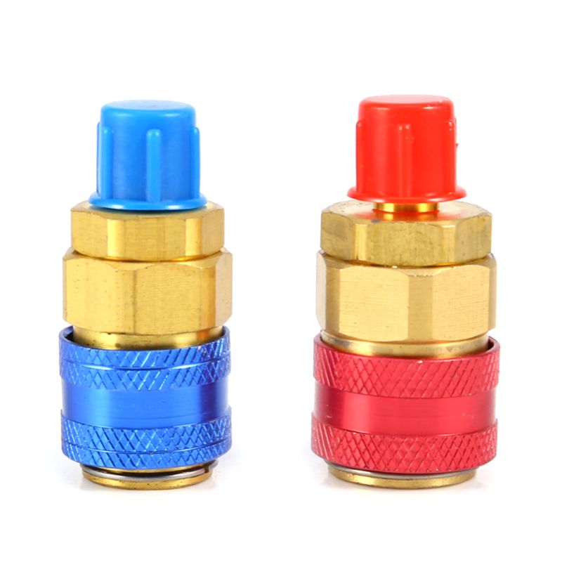 Conector de acoplador rápido para coche, adaptadores de latón para aire acondicionado, refrigerante, medidor de colector de CA ajustable, Freon R134A H/L, 1 par