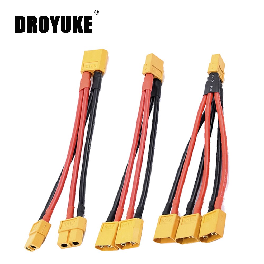 XT60 Parallel Battery Connector Male/Female Cable Dual Extension Y Splitter/ 3-Way 14AWG Silicone Wire