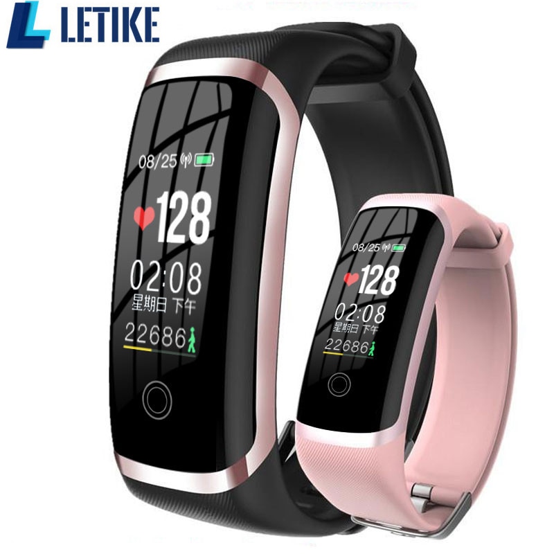 Letike m4 atividade rastreador feminino pulseira inteligente em tempo real dinâmica freqüência cardíaca e monitor de pressão arterial esporte banda preto ajuste masculino