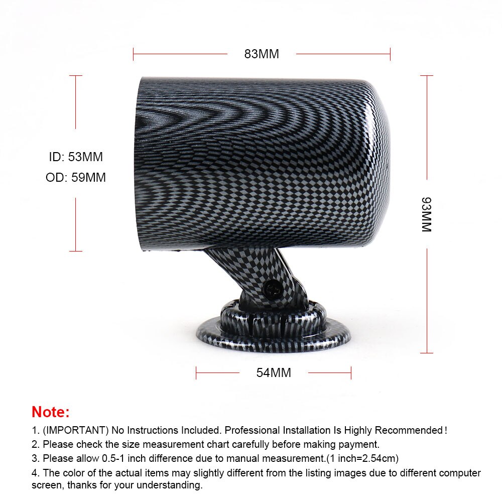 52mm Gauge Pod Universal Gauge Cup Car Mount Holder Carbon Black Single Auto Car Meter Pods Dash Pod Mount Bracke