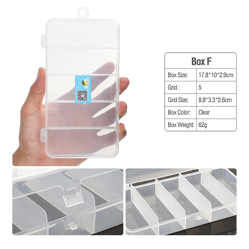 DONQL Lure Box for Fishing Baits Hooks Transparent Plastic Storage Box Carp Fishing Tackle Accessories Compartment Box: BOX F