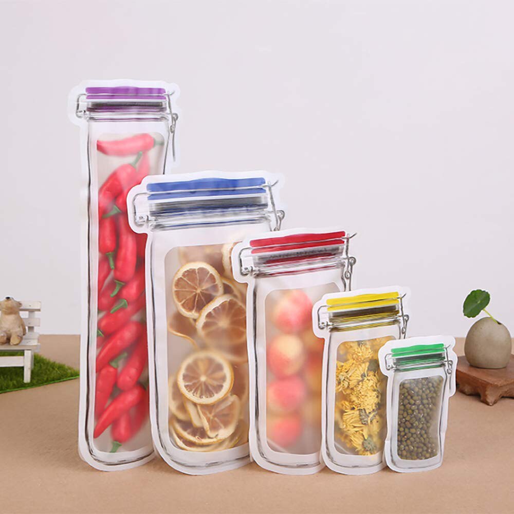 20 piezas Jar Zipper Bags reutilizable Snack ahorrador bolsa de almacenamiento para alimentos congelados bolsas de almacenamiento de bocadillos de alimentos a prueba de fugas