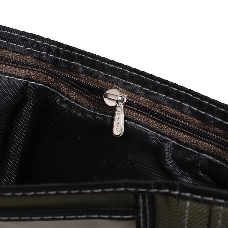 Lynlås lærred herre kort pung simpel velcro kreditkort cover tre gange med id vindue kortholder