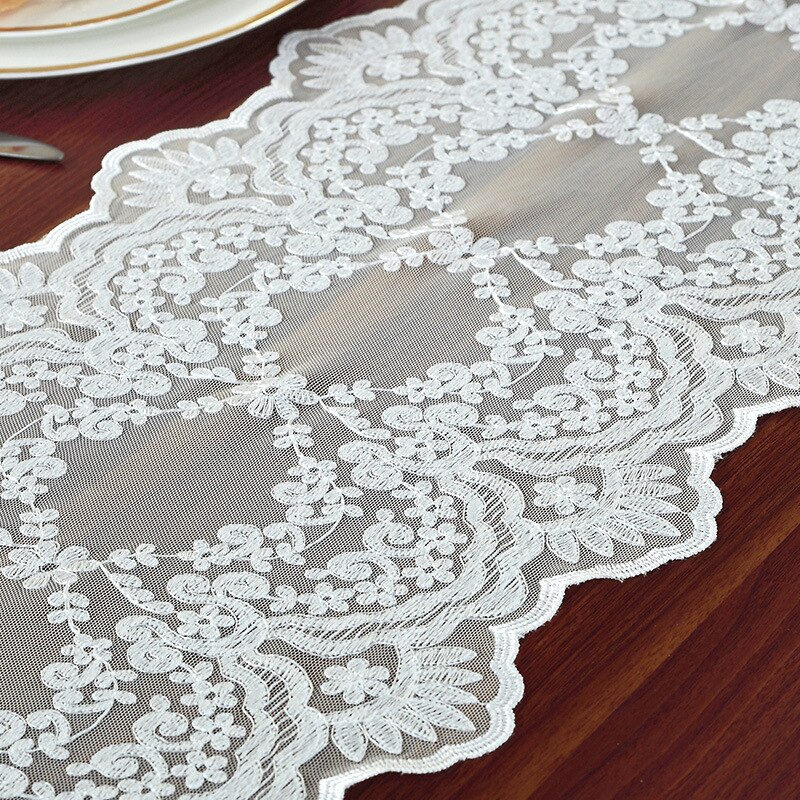 White/Black Lace Table Runner Embroidery Table Runners Modern Home Decor Table Decor Cover chemin de table mariage