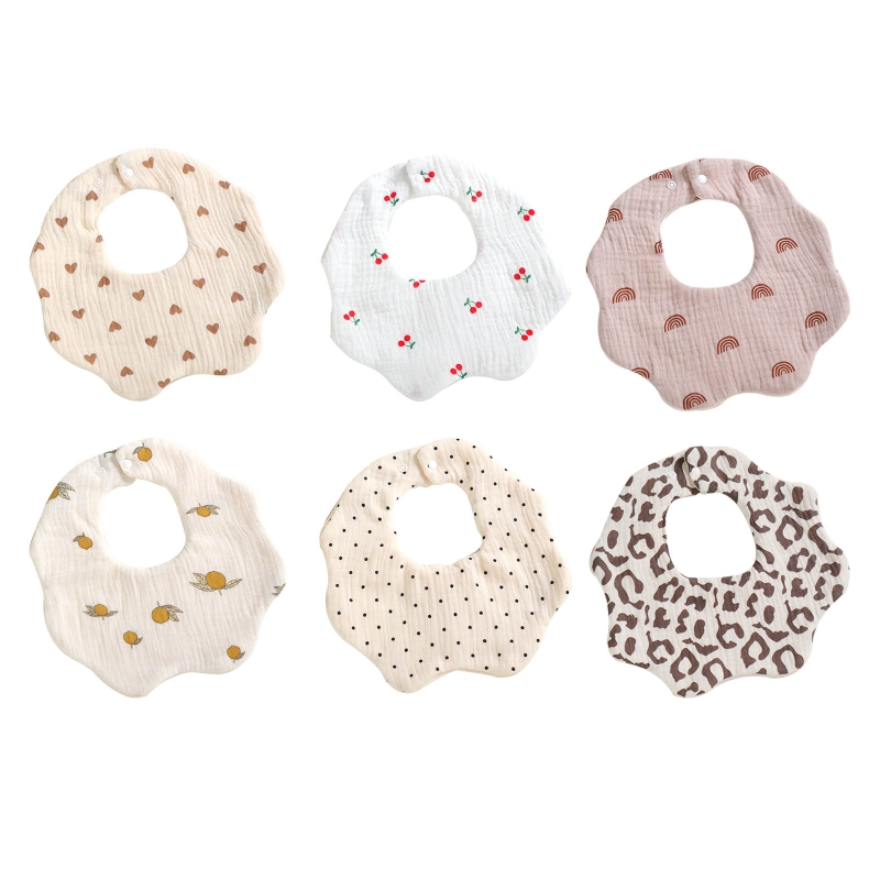 360 ° Draaien Burp Doek Baby Bloemvorm Voeden Bib Bandana Sjaal 6-Lagen Zachte Mousseline Katoen Absorberende Speeksel handdoek Schort QX2D