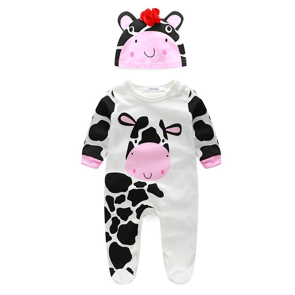 Maschio E Femmina bambino Appena nato Animale Serie albanella Mucca in Bianco Neutro Cotone A Maniche Lunghe Girocollo Autunno Inverno: 70