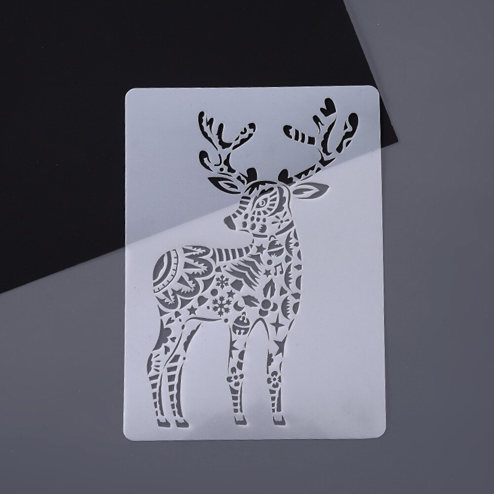 Animal Series Hollow Painting Stencils A4 Lace Ruler Drawing Template Stencils for Diy Scrapbooking Plastic: deer