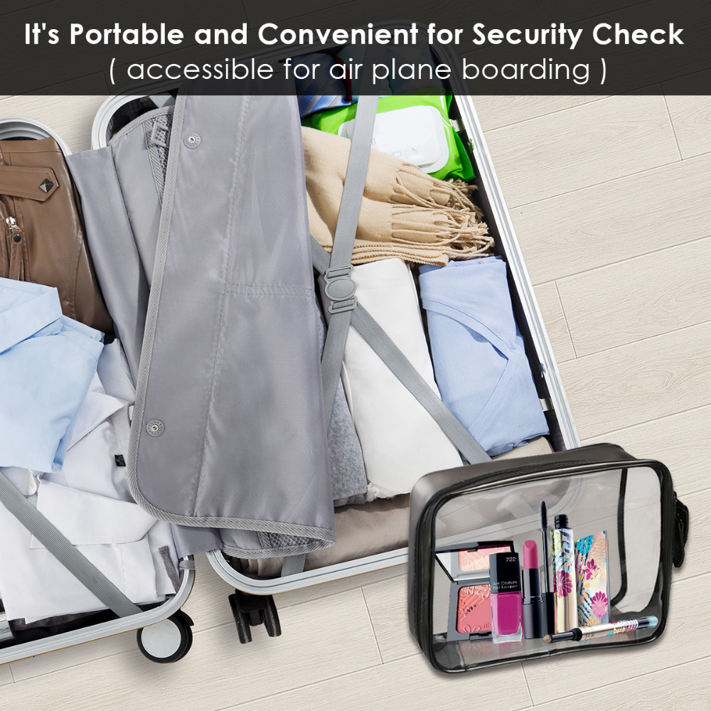 Transparent Zipper Toiletry Bag Travel Luggage Pouch Carry On Clear Airport Airline Compliant Bag PVC Travel Cosmetic Makeup Bag