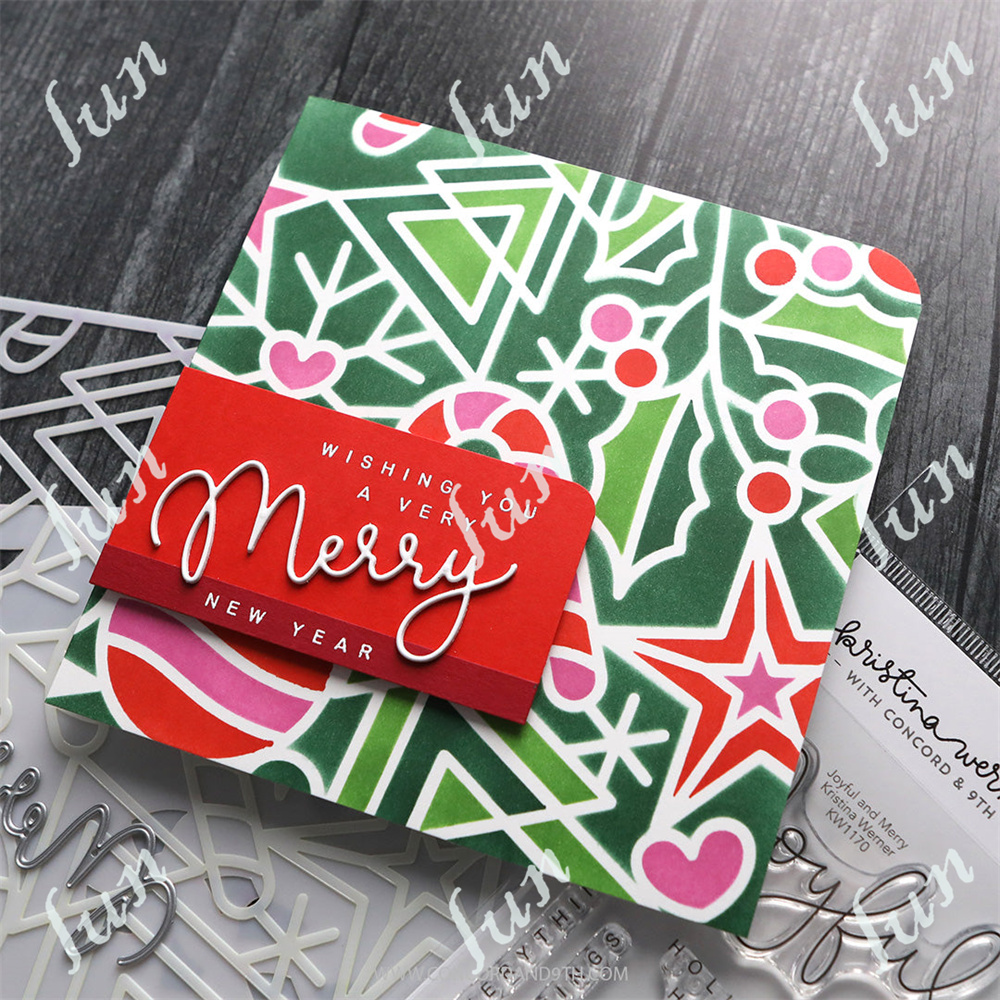 Joyful and Merry Christmas Metal Cutting Dies Clear Stamps Scrapbooking Icons Stencil Pack Album DIY Embossing Craft
