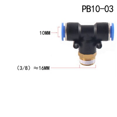 Raccord pneumatique à filetage mâle BSPT | 4mm 6mm 8mm 10mm 12mm tuyau, 1/8 "1/4" M5 3/8 "1/2" "BSPT coupleur pneumatique: PB10-03