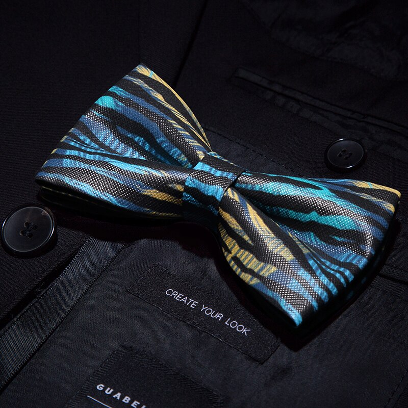 Jemygins originale bowtie trykt pu syntetisk læder håndlavet bow tie box sæt til unge mænd bryllupsfest butterfly