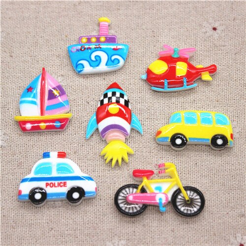 10PCS Mix Stijl Vervoer Hars Auto/Boot/Fiets/Helicopter/Rocket Miniatuur Plaksteen Cabochon DIY Craft scrapbooking: 1