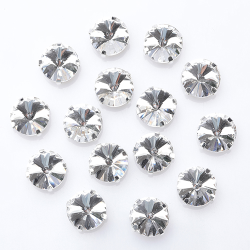Piedras de cristal redondas brillantes para coser, piedras de vidrio para decoración de ropa, piedras de cristal sueltas con parte trasera plana y garra, 10  s062: Blanco