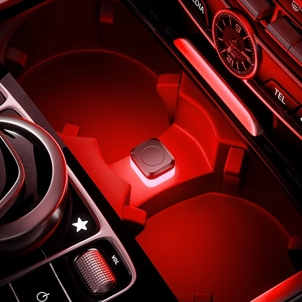 Luz LED USB para Interior de coche, luz de ambiente ambiental, luces de señal LED, lámpara de lectura automática, dispositivo de decoración, accesorios para coche: Rojo / Rojo