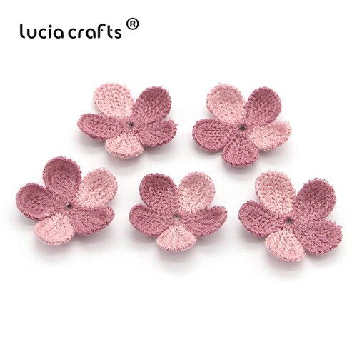 Lucia crafts 10/13 stuks 35mm wollen bloemen naai-op patches voor decoratie diy handgemaakte materialen accessoires  b0104: C9 roze bonenpoeder 10