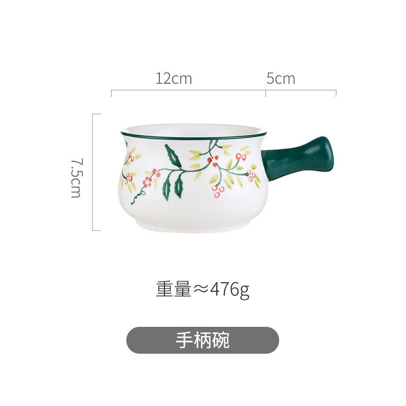 Ceramic Bowl with Handle Glaze Baking Plates French Onion Soup Bowl Roasting Lasagna Pan Round Bakeware: Style I