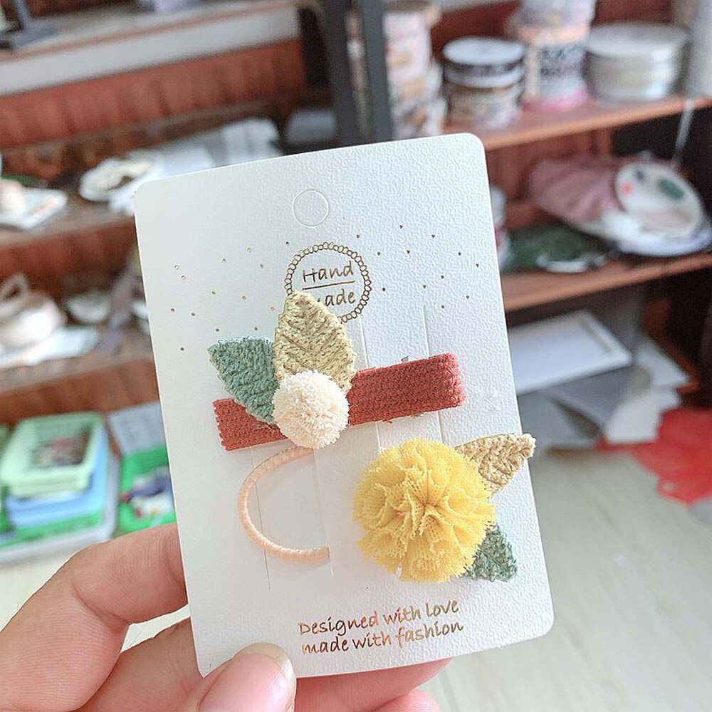 2 unids/set niños sombreros de Pom conejo de bola de pelo Pelo bandas cuerda de pelo horquillas Niños Accesorios para el pelo