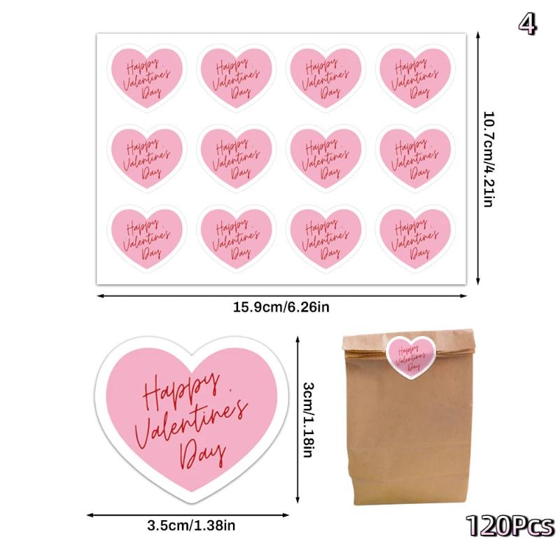 120/500 stuks valentijnsdag hartstickers, sluitstickers, stickers voor enveloppen met de tekst "happy wedding", feestdecoratiestickers