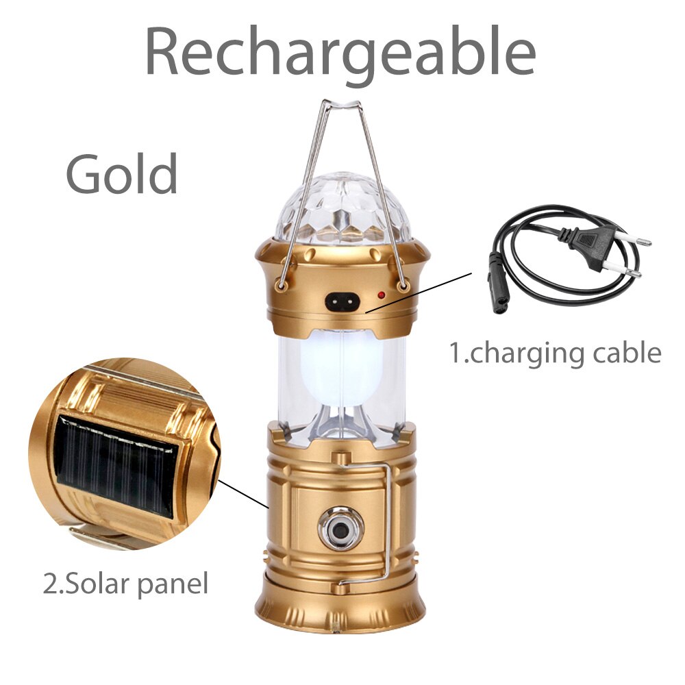Lampe torche solaire Portable rétractable, LED, lampe d'urgence, lanterne couleur éblouissante, idéal pour le Camping, la randonnée, 220V: G-Solar Rechargeable / EU Plug