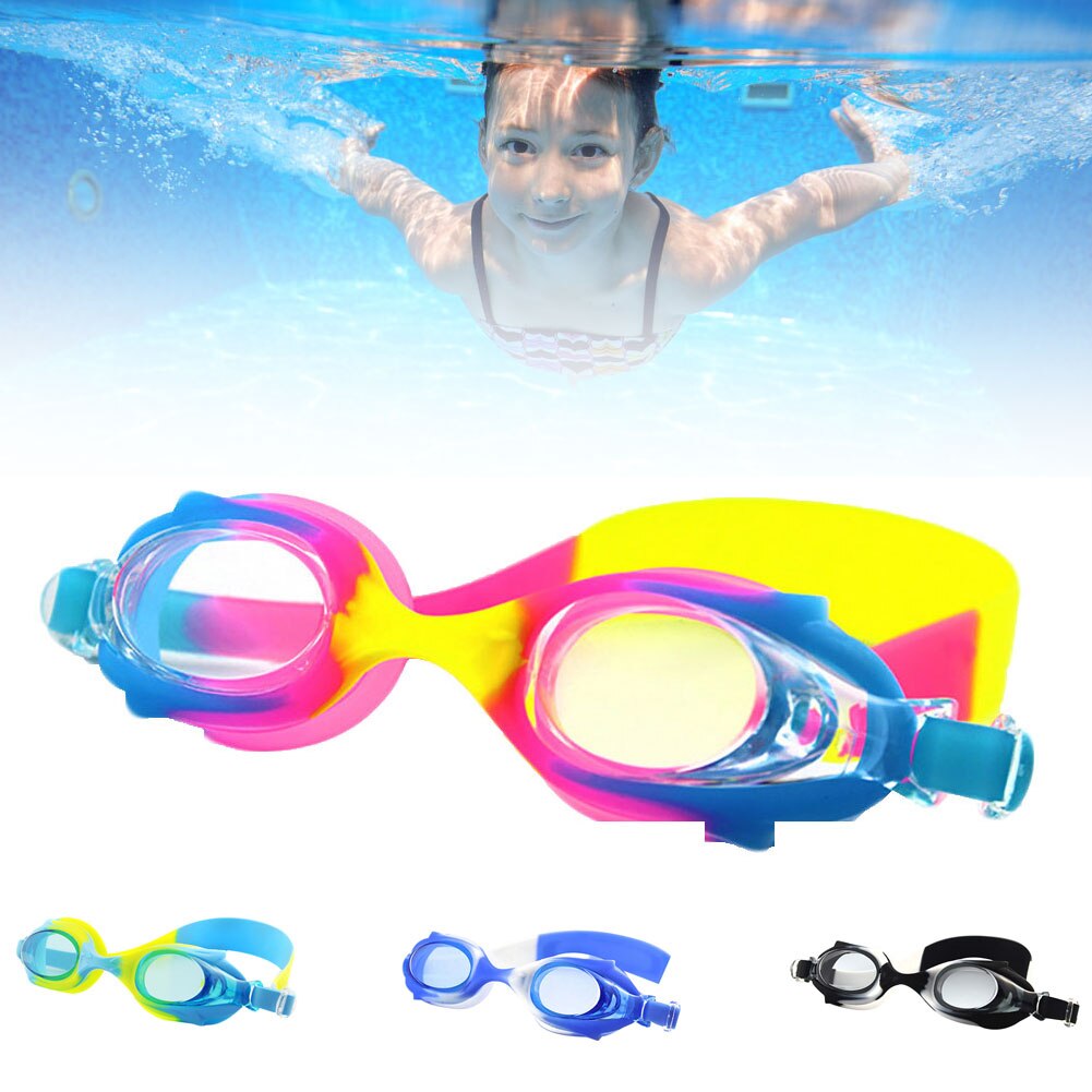 Drenges søde fisk form børn svømmebriller briller vandtæt justerbar silikone rem anti-tåge piges pool beskyttelsesbriller