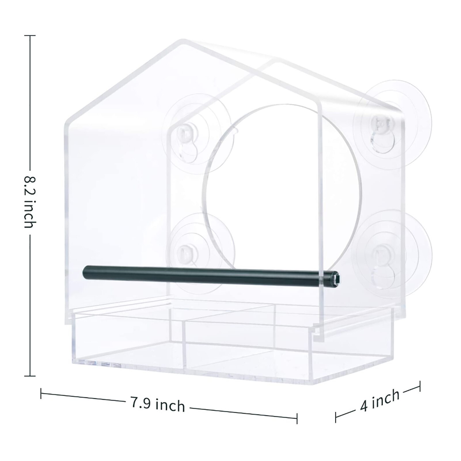 Bird Feeder Acrylic Transparent Window Viewing Bird Feeders Tray Birdhouse Pet Water Feeder Suction Cup Mount House Type Feeder