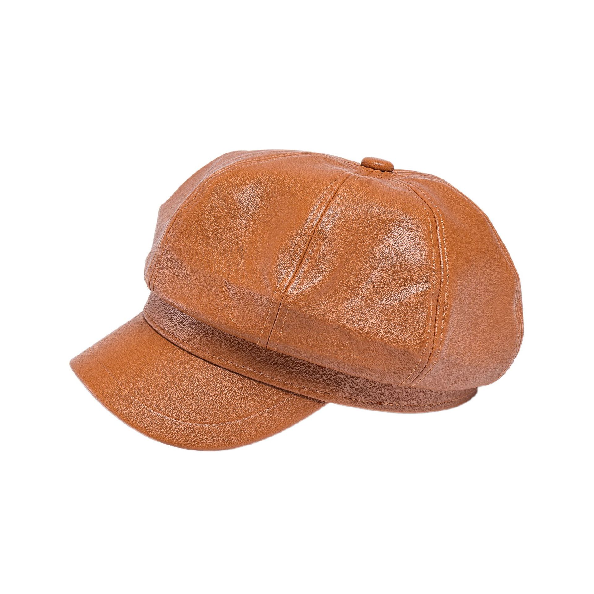 Vrouwen Lederen Baretten Hoed Franse Kunstenaar Beret Hoed Zwarte Baretten Herfst Winter Koreaanse Stijl Stevige Baretten Hoed Caps Voor Vrouwen