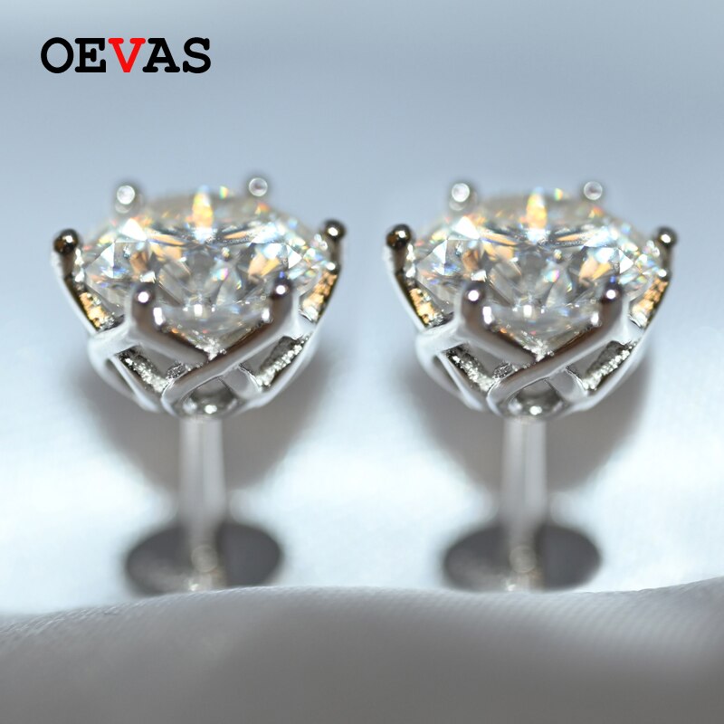 Oevas real 0.5-1 carat d color moissanite øreringe til kvinder top 100% 925 sterling sølv mousserende bryllupssmykker