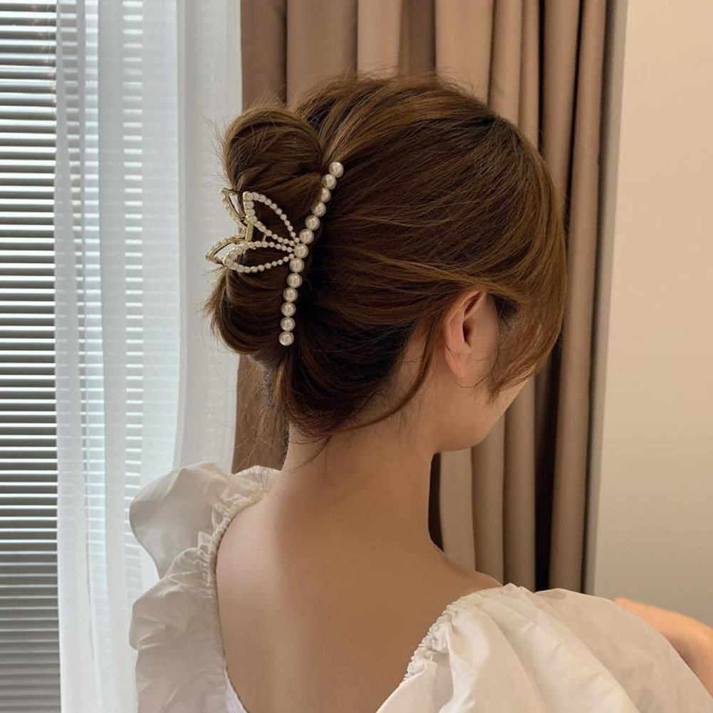 Haar Klauw Parel Konijnenoren Clip Vangst Vrouwelijke Zomer Grote Terug Hoofd Haarspeld Shark Clip Hair Accessoires: gold