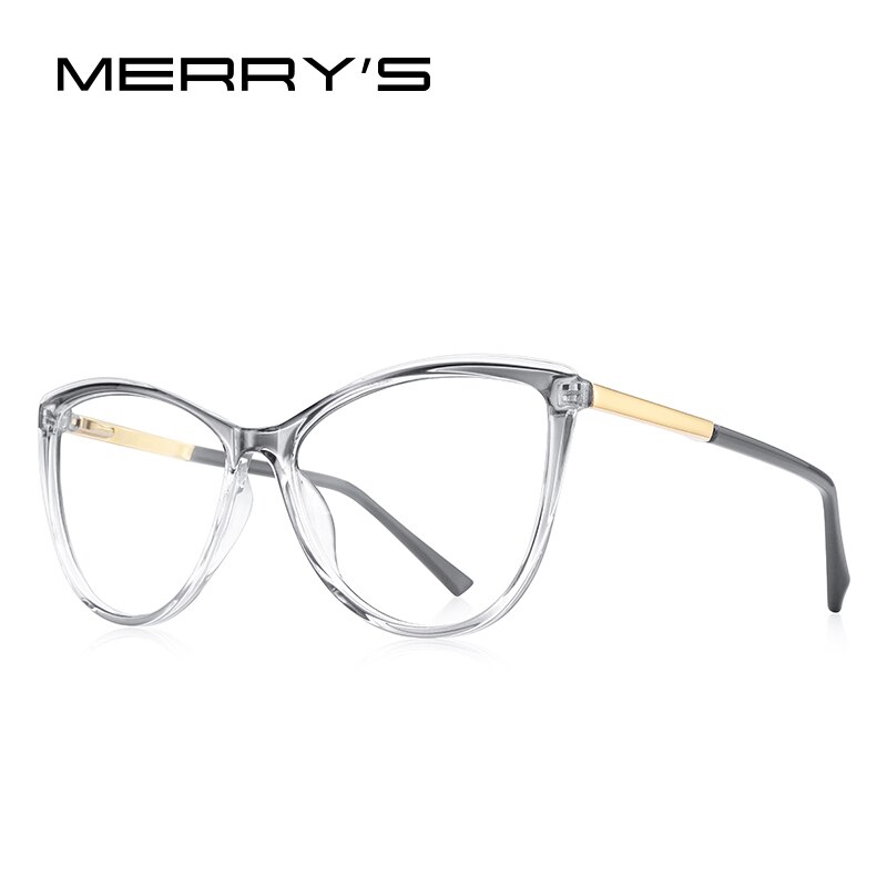 MERRYS Women Retro Cat Eye Glasses Frame Ladies Eyeglasses Myopia Prescription Optical Eyewear S2701: C05 Gray