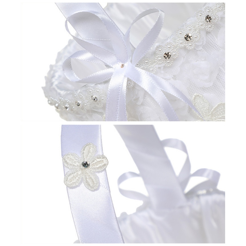 Blonder blomst og bånd sløjfe dekorativ hvid blomst pige kurv kronblade buketter holder til bryllup ceremoni fest dekoration