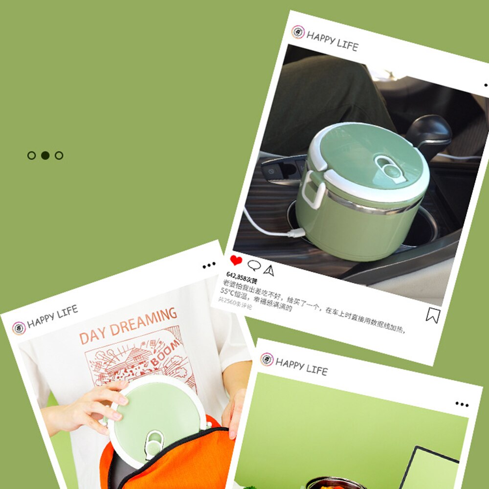 Mini heated electric lunch box 2-layer portable steamer cooking container meal lunch box warmer