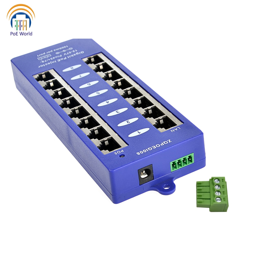 Adaptateur 24 v 60w a ca avec injecteur poe passif gigabit 8 ports pour ubiquiti et mikrotik