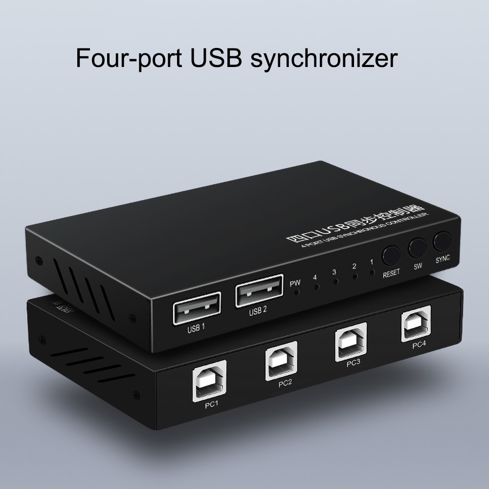 Usb Km Switch Box Usb 2.0 Toetsenbord Muis Synchro 2 Poorten USB-A Naar 4 Poorten USB-B Gaming Controller Voor Monitor computer