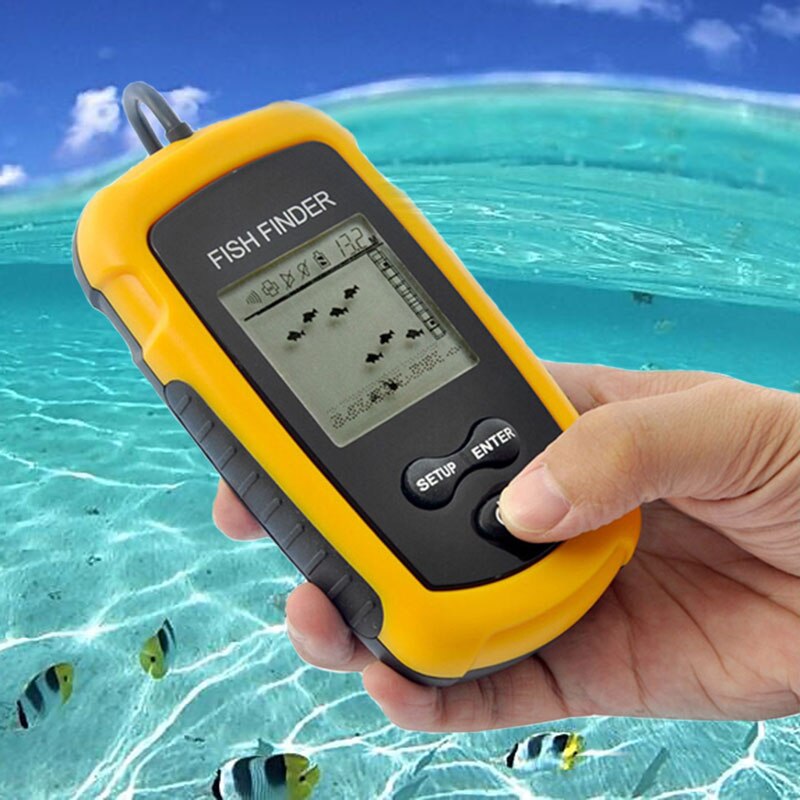 Portable Fish Finder Sonar Sounder Alarm Transducer Deeper Fish Finder 0.7~100m Fishing Echo Sounder with English LCD Display