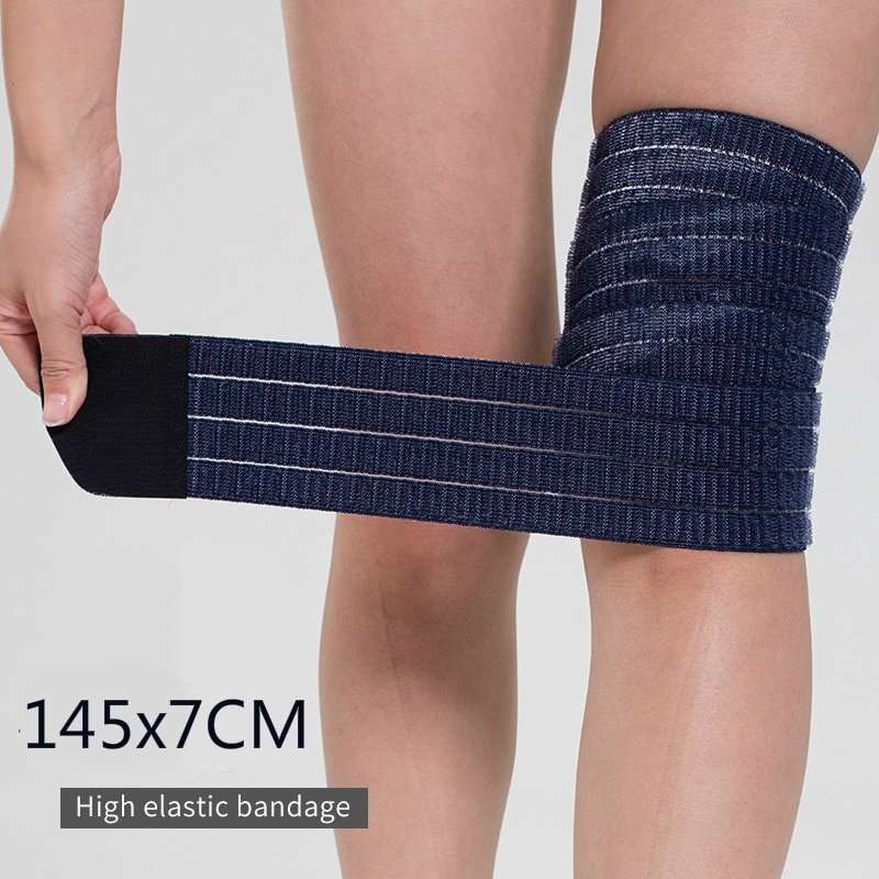 1pc 145 x 7cm elastisk sport bandage wrap tape knæben kompressionsrem støttebånd fælles plantar fasciitis squat vægtløftning