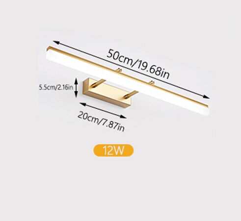 Moderne led spiegel wandlamp badkamer toilet wandlamp 40cm 50cm zwart zilver goud wandlamp kaptafellamp make-up spiegellamp: F / Warm wit