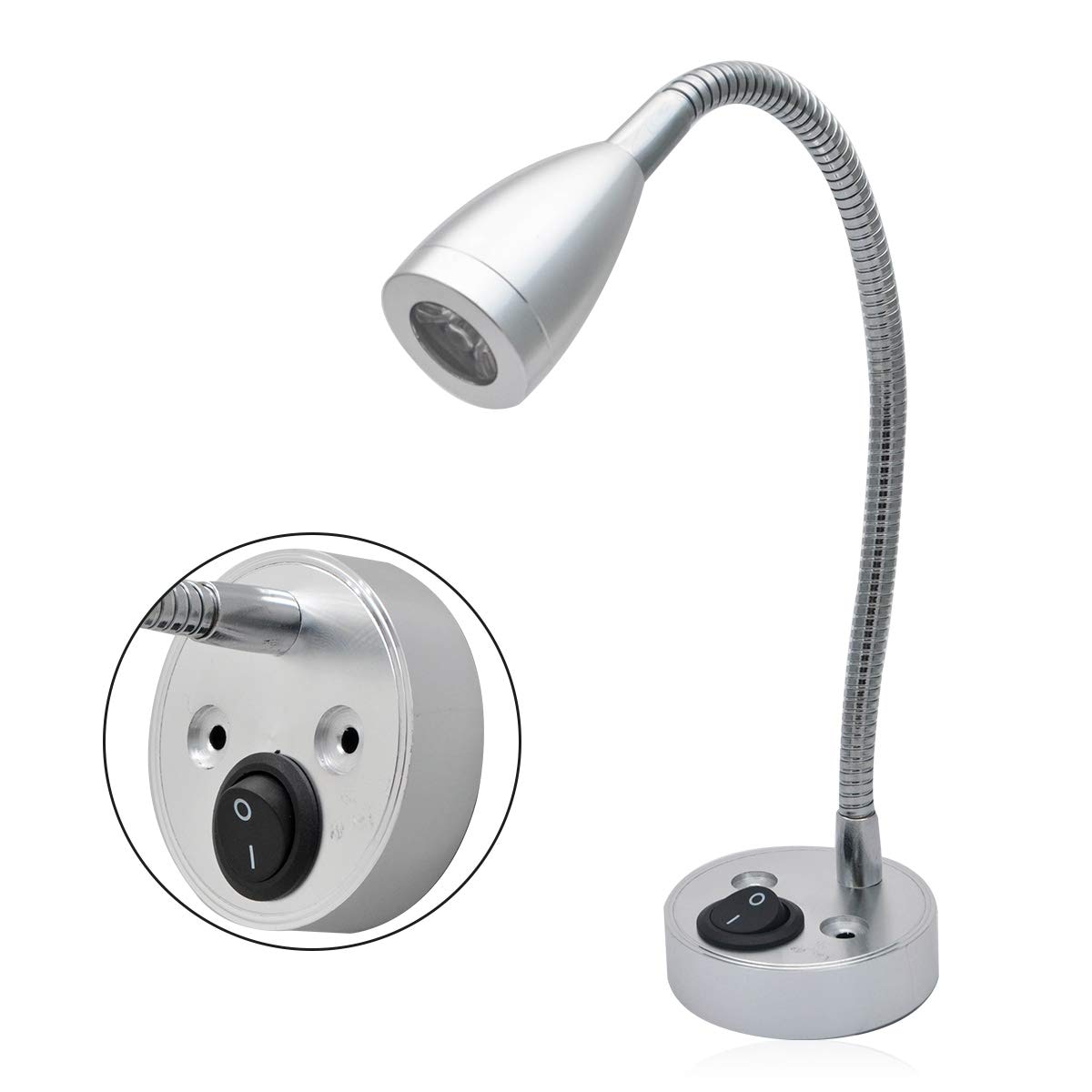 12V Interior Warm Light 3500K LED Spot Reading Light Lamp Switch For Camper Van Caravan Boat RV Motorhome Truck