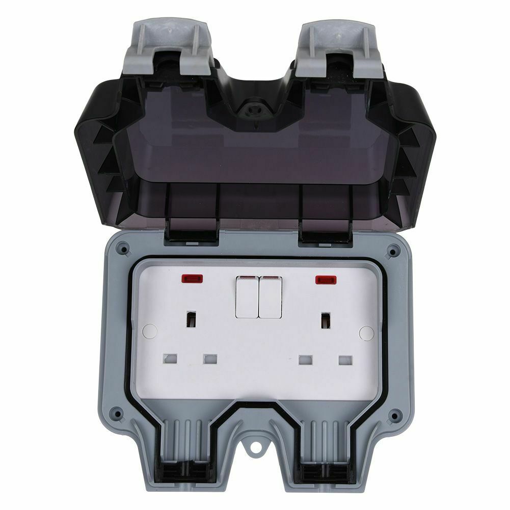Utomhus 13a 2 gäng 3 hål vattentät storm switched socket box  ip66 vägguttag skydd box box utan stickpropp utomhusbruk