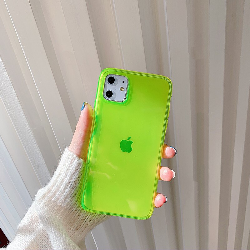 Funda de teléfono de Color fluorescente de neón para iphone 11 Pro Max XR X XS Max 7 8 plus funda trasera de lujo transparente funda de parachoques suave: For iphone7 plus / Style 2