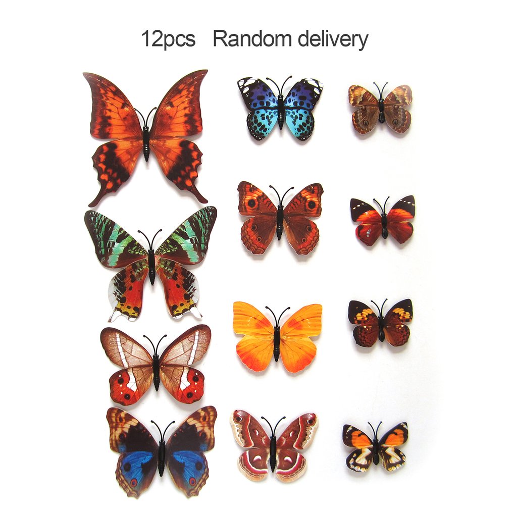 12 Uds PVC 3d mariposa decoración de pared bonitas mariposas pared calcomanías artísticas decoración del hogar arte de pared de habitación