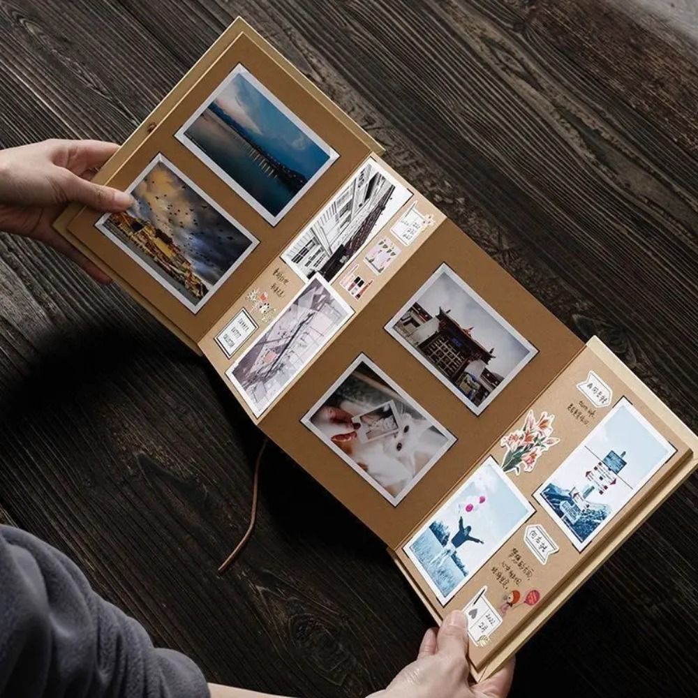 Álbum de fotos de acordeón plegable, de papel Kraft, sesión fotográfica, libro de fotos sorpresa, manualidades de grafiti, sorpresa DIY para familia