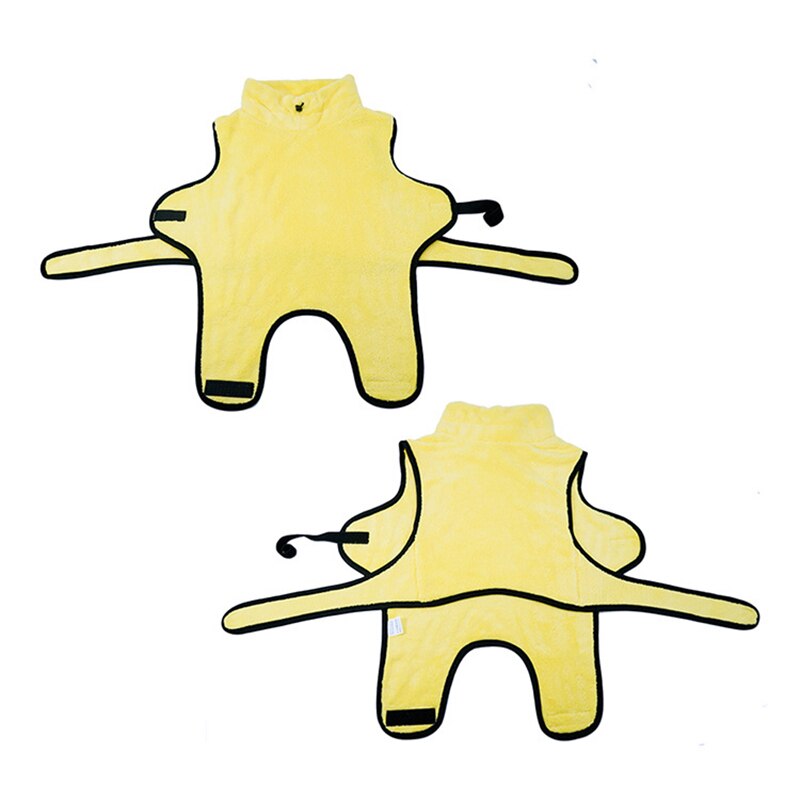 Serviettes de bain absorbantes pour chiens et chats, peignoir à la en fibres ultrafines, serviette de bain à séchage rapide, vêtements d'essuyage pour animaux de compagnie, fournitures pour animaux de compagnie,: yellow -coral fleece / XS (cat)